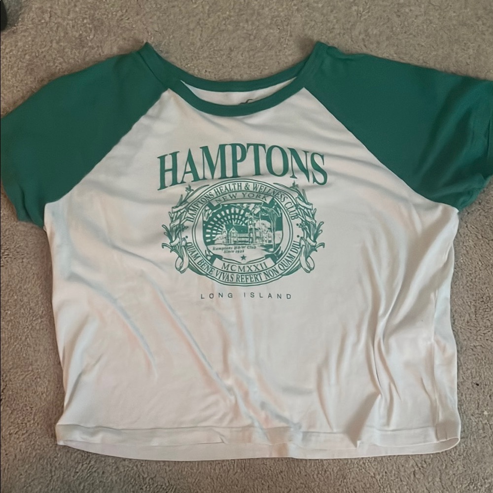 Hollister Green and White Crop Top